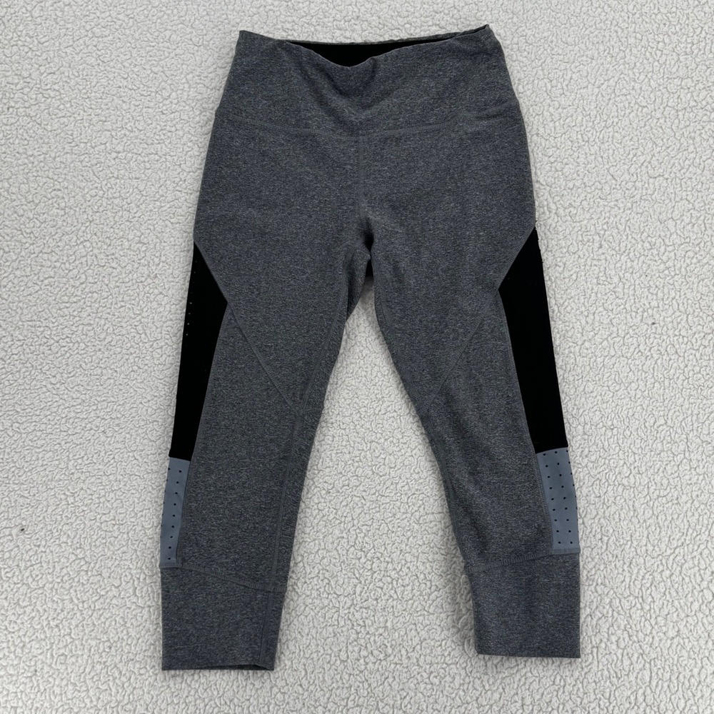 RBX Live Life Active Capri Leggings Women Size S Gray Perforated Side Panels